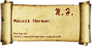 Mácsik Herman névjegykártya